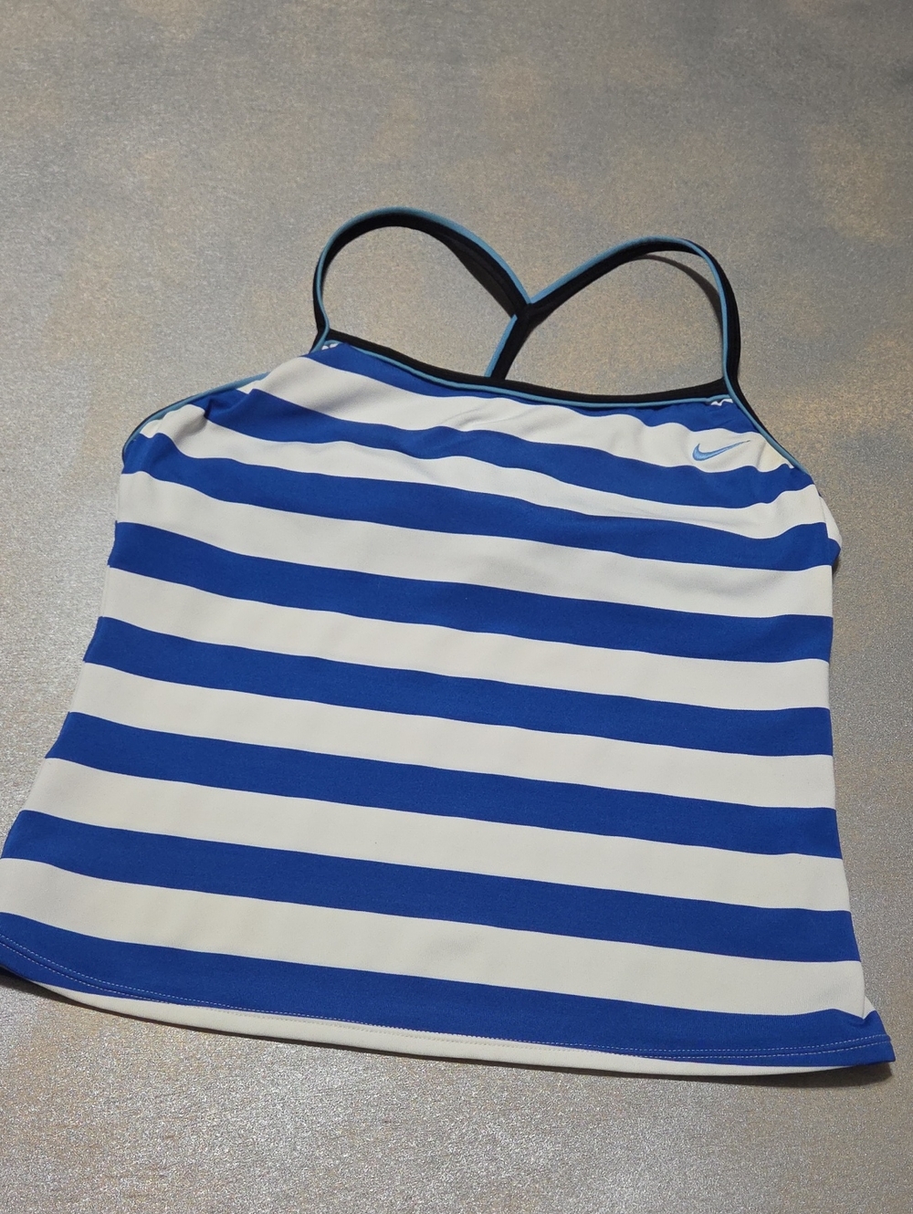Nike Blue and White Striped Tank Top